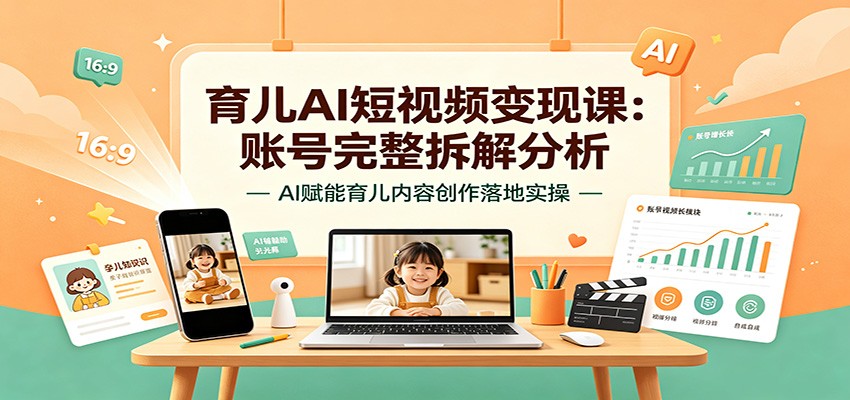 育儿AI短视频变现课:账号完整拆解分析,AI赋能育儿内容创作落地实操-资源社