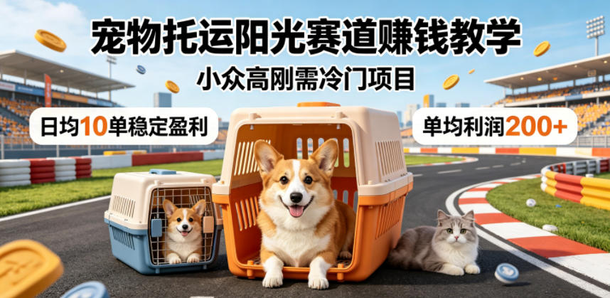 宠物托运阳光赛道賺钱教学,小众高刚需冷门项目,日均10单稳定盈利,单均利润200+-资源社