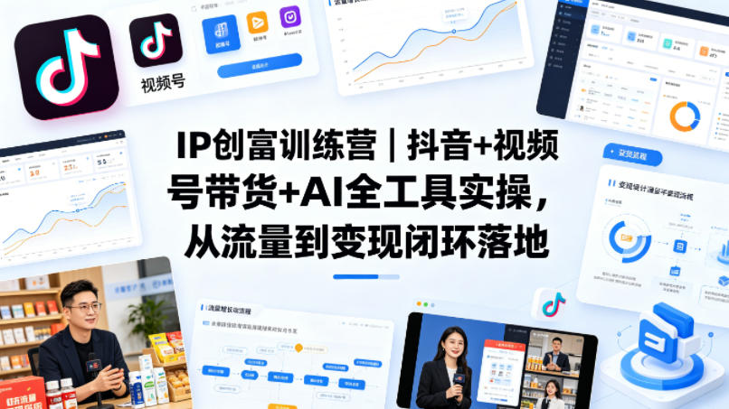 IP创富训练营｜抖音+视频号带货+AI全工具实操，从流量到变现闭环落地-资源社
