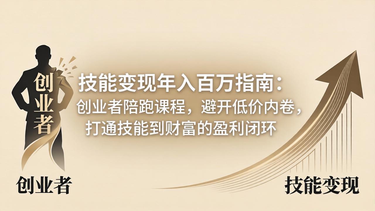 技能变现年入百万指南：创业者陪跑课程，避开低价内卷，打通技能到财富的盈利闭环-资源社