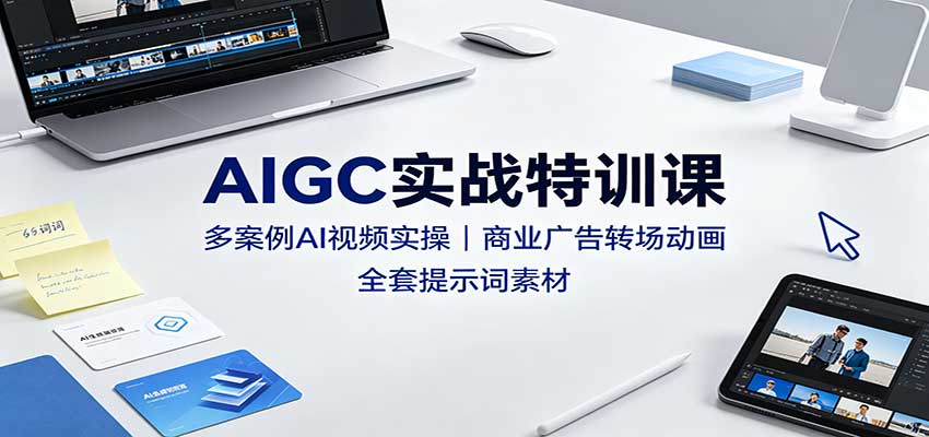 AIGC实战特训课：多案例AI视频实操，商业广告转场动画，全套提示词素材-资源社