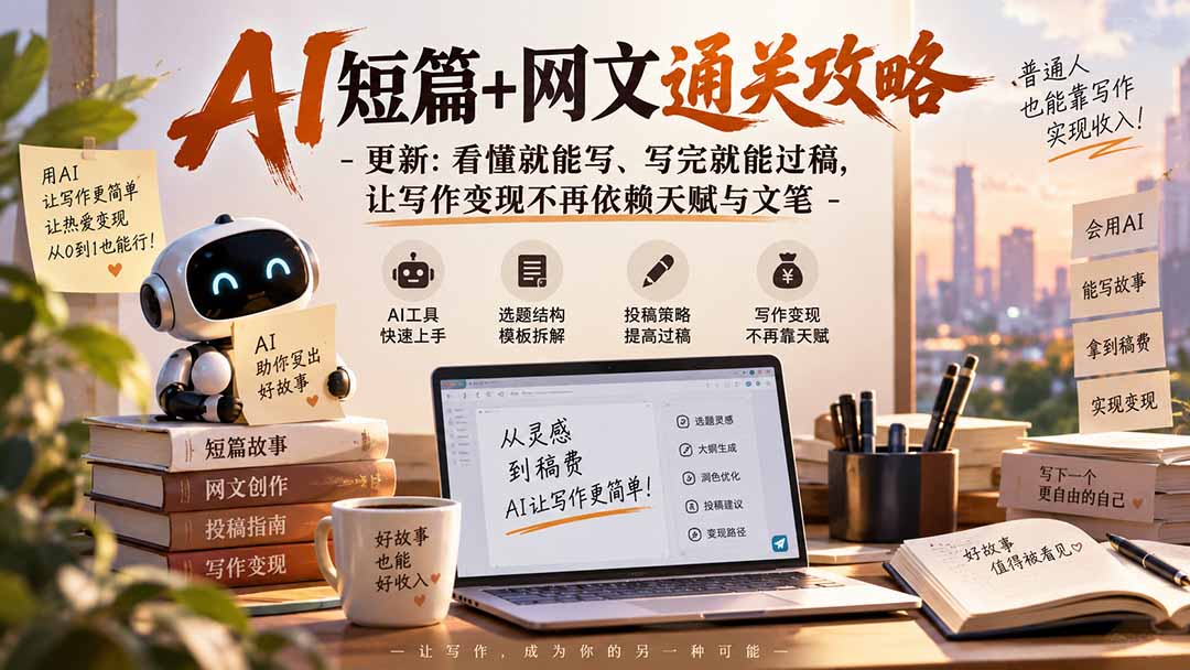AI短篇+网文通关攻略-更新0921:看懂就能写、写完就能过稿,让写作变现不再依赖天赋与文笔-资源社