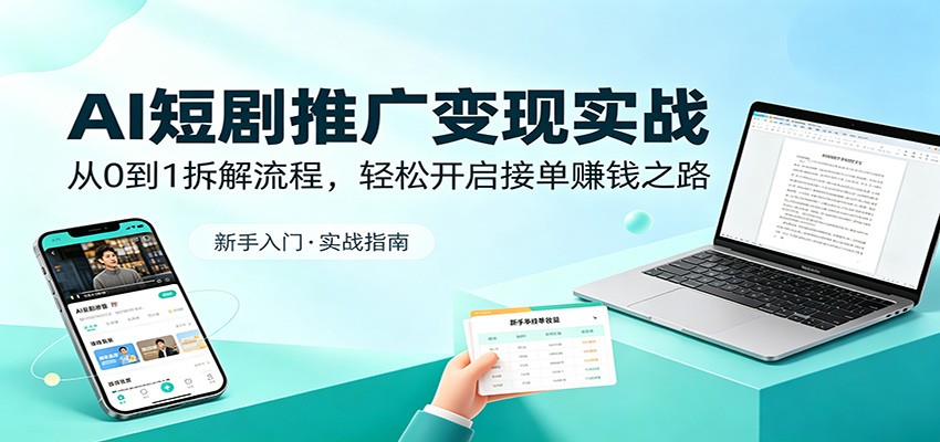 AI短剧推广变现实战：从0到1拆解流程，轻松开启接单赚钱之路-资源社