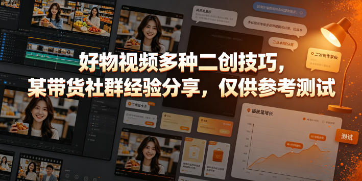 好物视频多种二创技巧，某带货社群经验分享，仅供参考测试-资源社