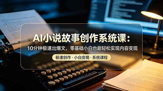 AI小说故事创作系统课：10分钟极速出爆文，零基础小白也能轻松实现内容变现-资源社