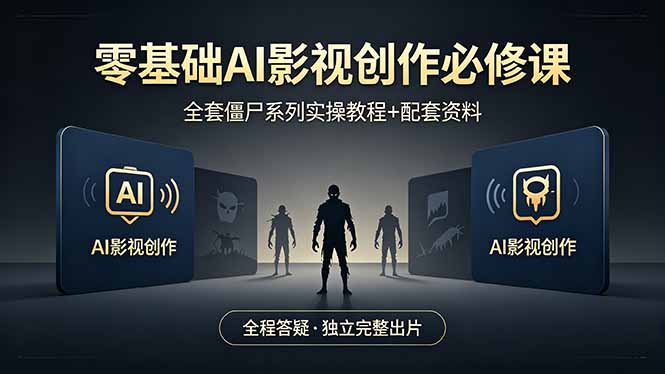 零基础AI影视创作必修课，全套僵尸系列实操教程加配套资料，全程答疑带你独立完整出片-资源社