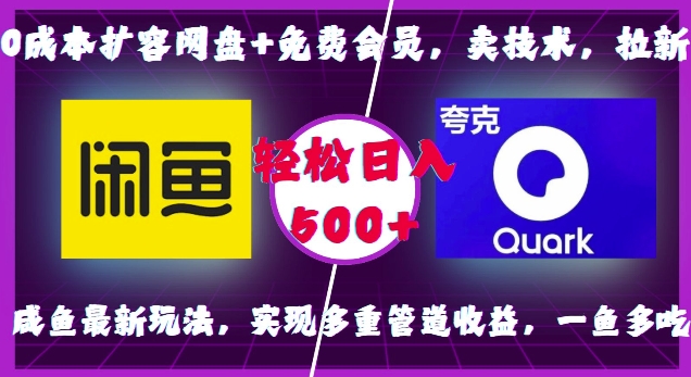 0成本扩容网盘+免费会员,卖技术,拉新,咸鱼最新玩法,实现多重管道收益,一鱼多吃,轻松日入500+-资源社