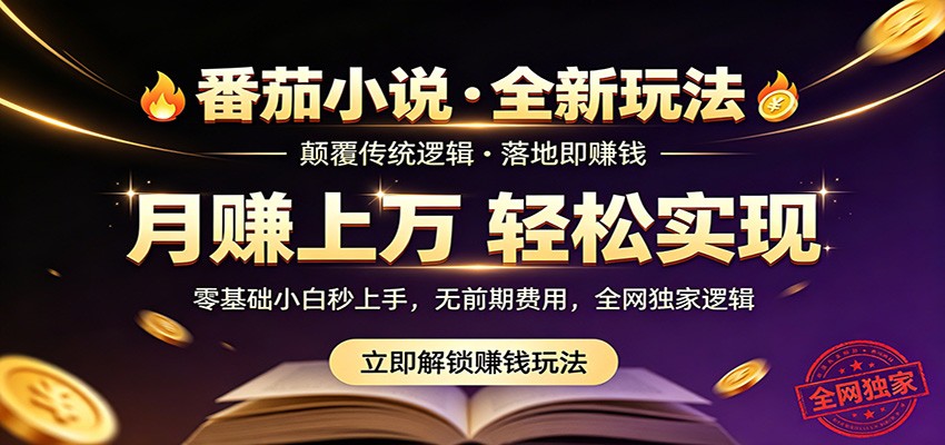 番茄小说5月最新独家玩法，稳定落地实测月入过万！-资源社