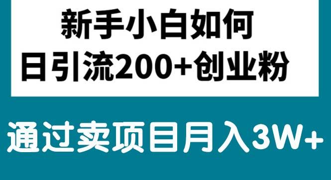 新手小白日引流200+创业粉,通过卖项目月入3W+-资源社