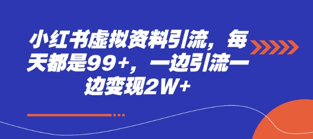 小红书虚拟资料引流，每天都是99+，一边引流一边变现2W+-资源社