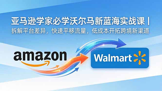 亚马逊卖家必学沃尔玛新蓝海实战课|拆解平台差异,快速平移流量,低成本开拓跨境新渠道-资源社