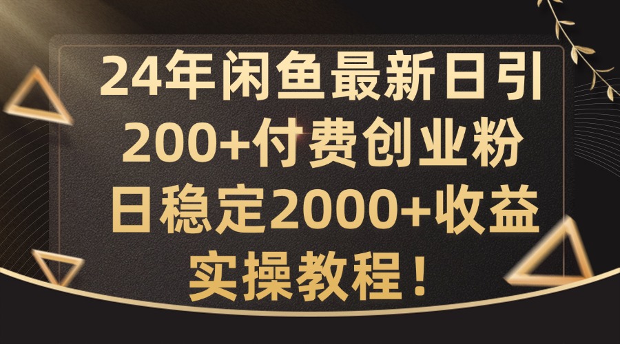 24年闲鱼最新日引200+付费创业粉日稳2000+收益，实操教程【揭秘】-资源社