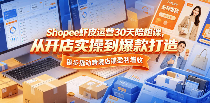 Shopee虾皮运营30天陪跑课,从开店实操到爆款打造,稳步撬动跨境店铺盈利增收-资源社