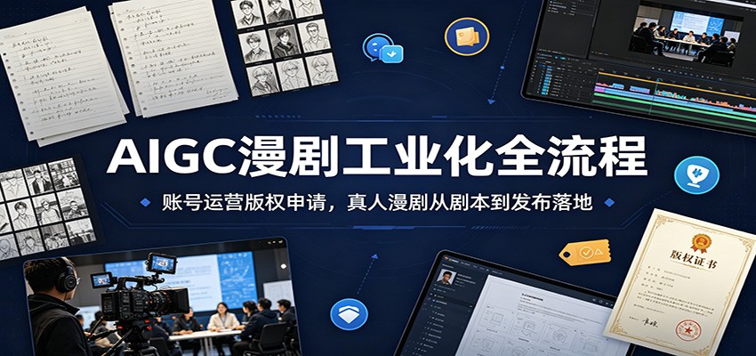 AIGC漫剧工业化全流程：账号运营版权申请，真人漫剧从剧本到发布落地-资源社