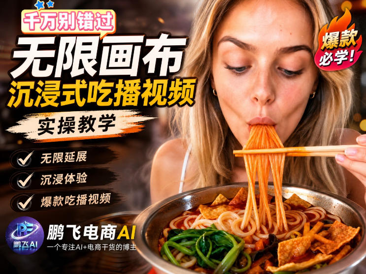 保姆级教程｜用AI无线画布做沉浸式吃播，3步直接出片，无线画布工作流，操作简单好上手-资源社