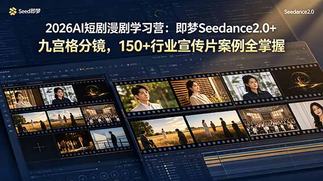 2026AI短剧漫剧学习营：即梦Seedance2.0+九宫格分镜，150+行业宣传片案例全掌握-资源社