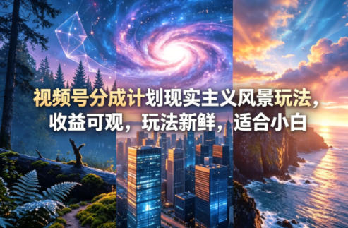 视频号分成计划现实主义风景玩法，收益可观，玩法新鲜，适合小白-资源社