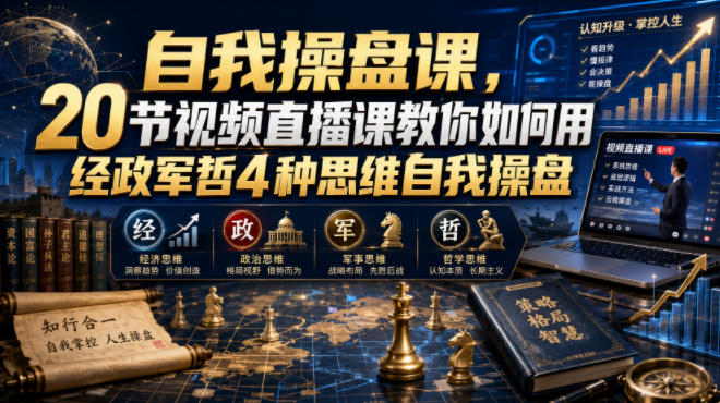 自我操盘课,20节视频直播课教你如何用经政军哲4种思维自我操盘-资源社