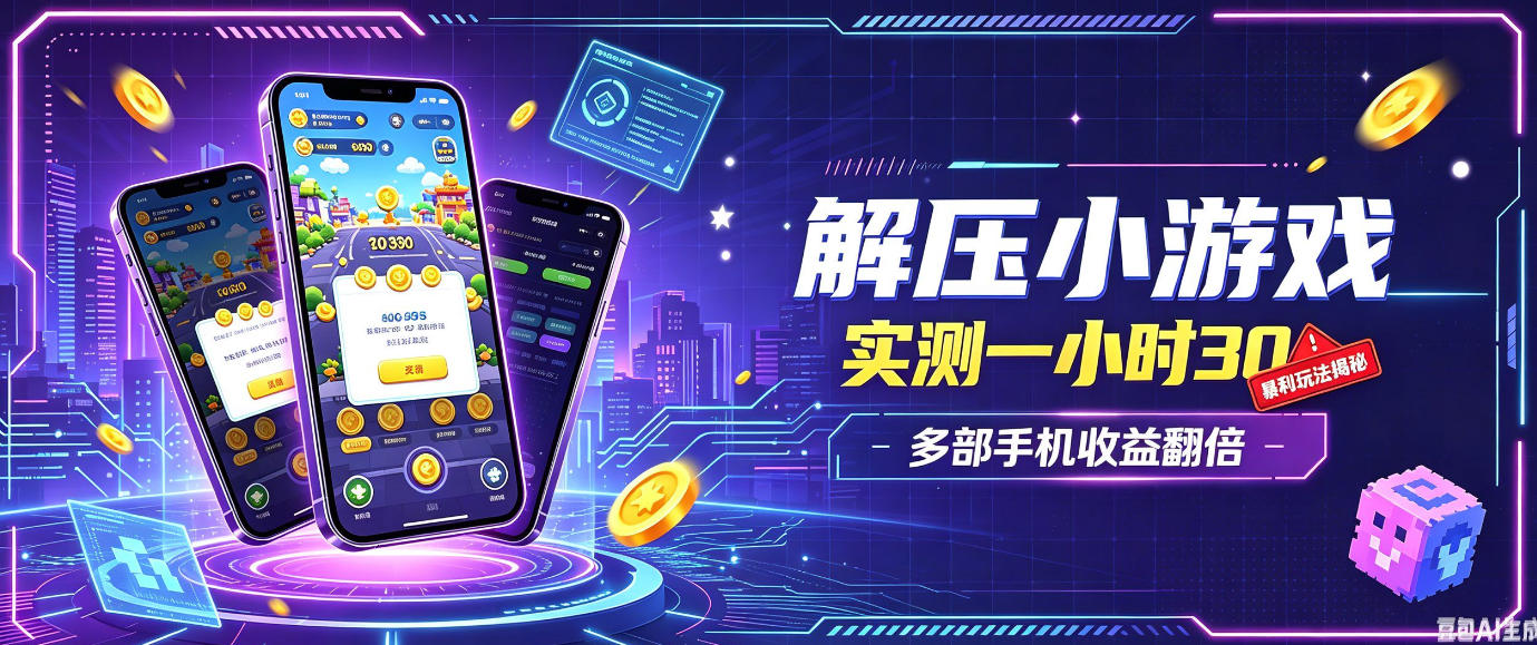 小游戏全流程玩法,实测一小时搞30,简单无脑解压,当天做当天就能看到进账,直接冲就行【揭秘】-资源社