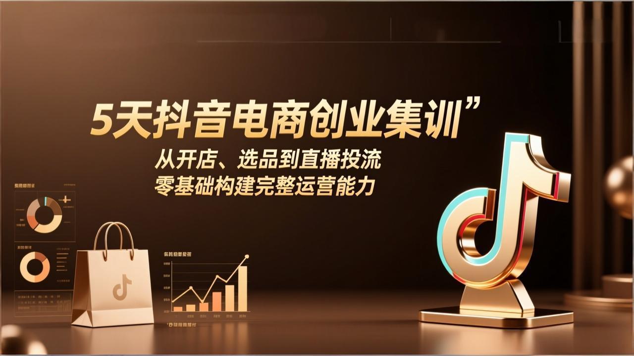 5天抖音电商创业集训：从开店、选品到直播投流，零基础构建完整运营能力-资源社