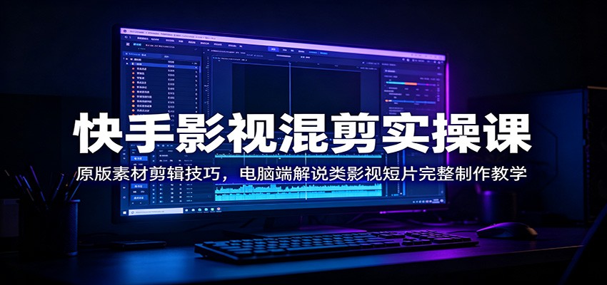快手影视混剪实操课:原版素材剪辑技巧,电脑端解说类影视短片完整制作教学-资源社