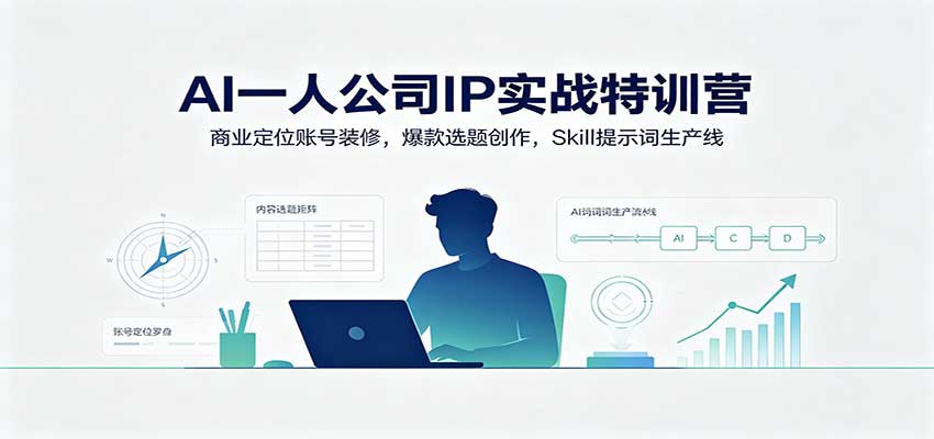 AI一人公司IP实战特训营：商业定位账号装修，爆款选题创作，Skill提示词生产线-资源社