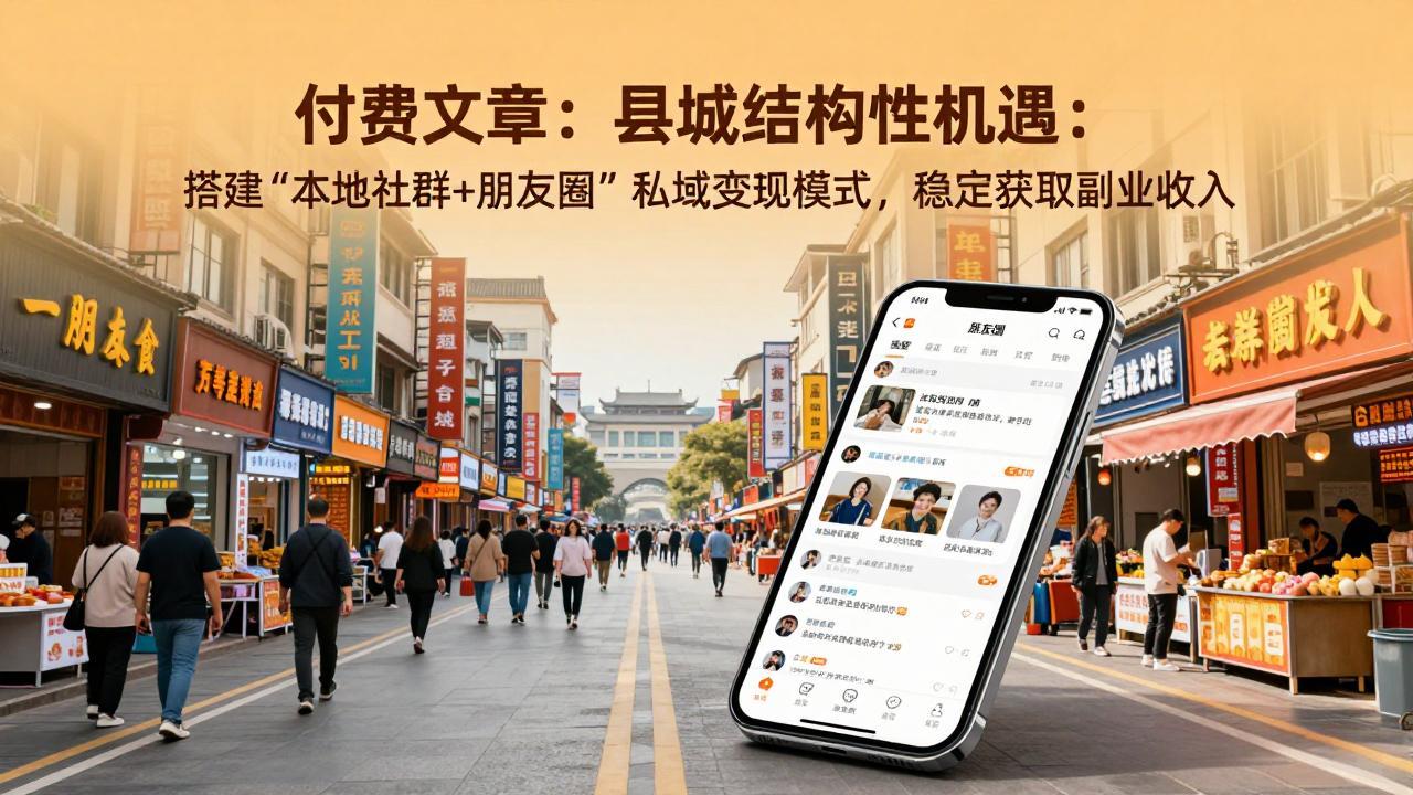 付费文章：县城结构性机遇：搭建“本地社群+朋友圈”私域变现模式，稳定获取副业收入-资源社