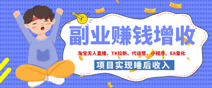 2026年多个真实落地副业项目,手把手带你搭建被动收入管道(淘宝无人直播、海外TK拉新、最新最全代运营、CSGO饰品交易、EA黄金量化、去水印小程序……)【揭秘】-资源社