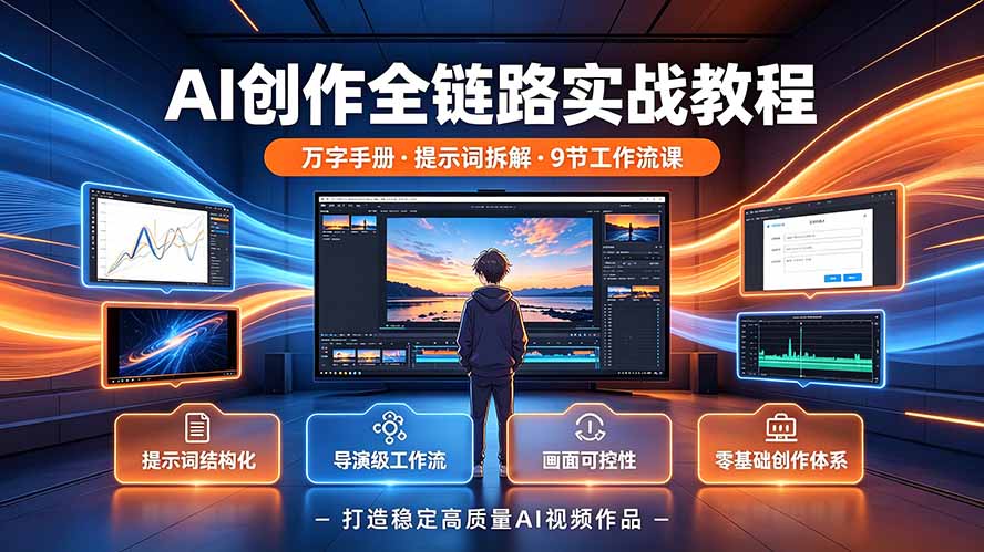AI创作全链路实战教程|万字手册·提示词拆解·9节工作流课,打造稳定高质量AI视频作品-资源社