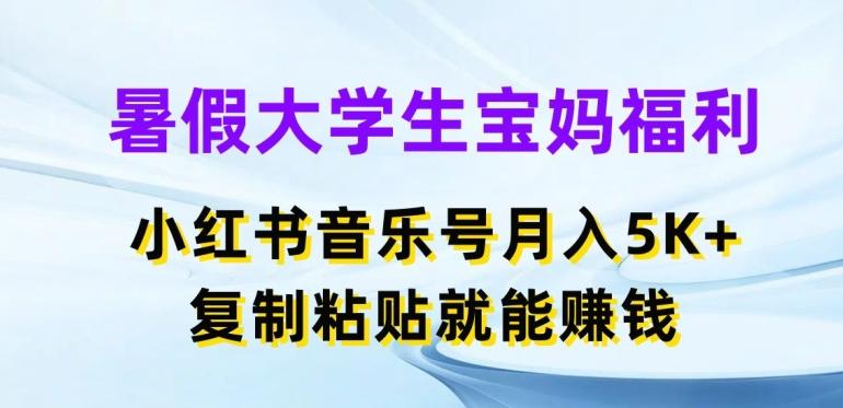 暑假大学生宝妈福利，小红书音乐号月入5000+，复制粘贴就能赚钱【揭秘】-资源社