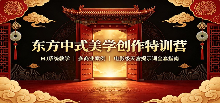 东方中式美学创作特训营：MJ系统教学，多商业案例，电影级天宫提示词全套指南-资源社