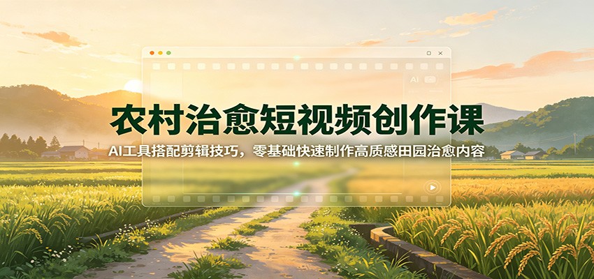 农村治愈短视频创作课：AI工具搭配剪辑技巧，零基础快速制作高质感田园治愈内容-资源社