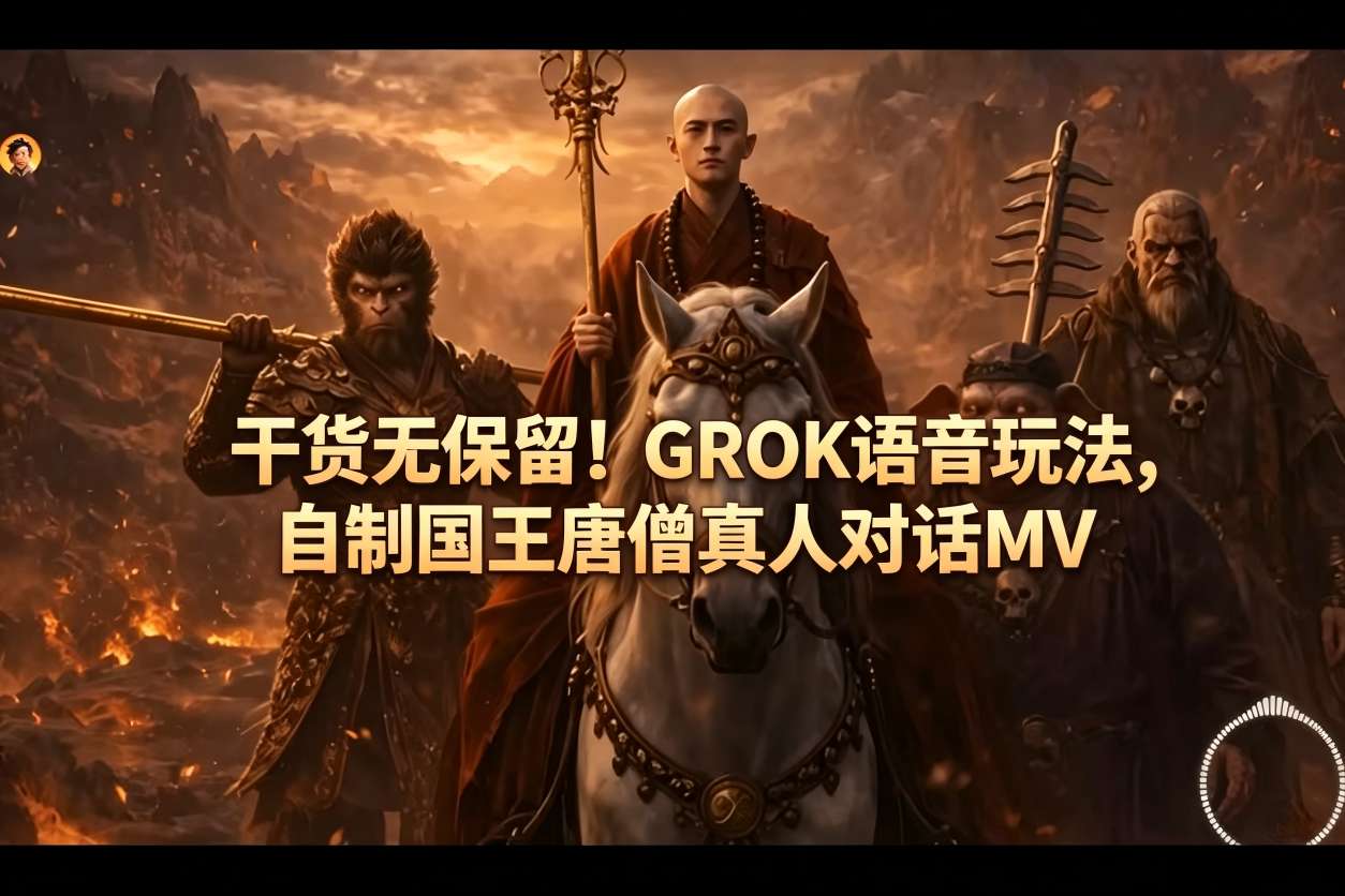 干货无保留！GROK语音玩法，自制国王唐僧真人对话MV-资源社
