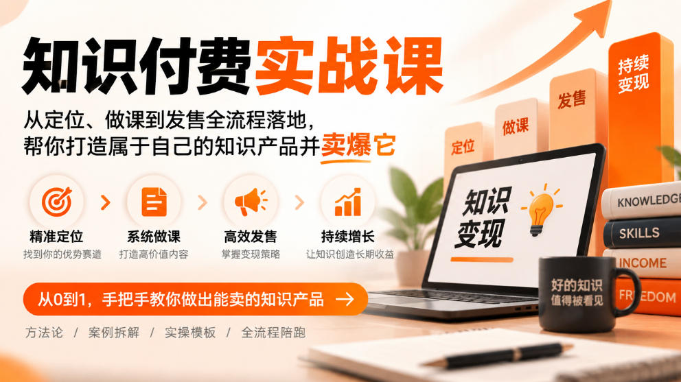 知识付费实战课：从定位、做课到发售全流程落地，帮你打造属于自己的知识产品并卖爆它-资源社