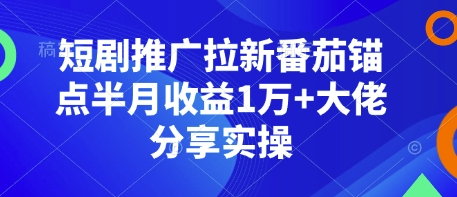 短剧推广拉新番茄锚点半月收益1万+大佬分享实操-资源社