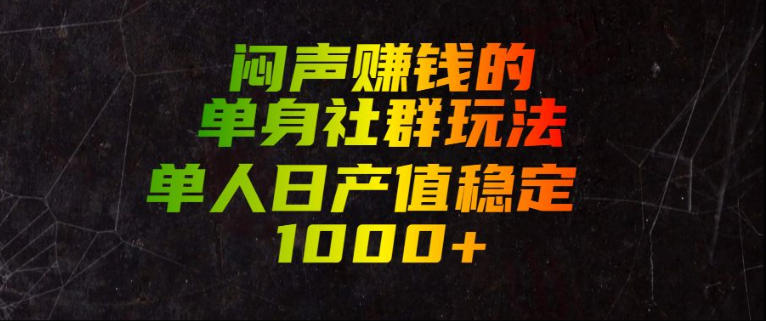 闷声賺钱的单身社群玩法，单人日产值稳定1000+【揭秘】-资源社