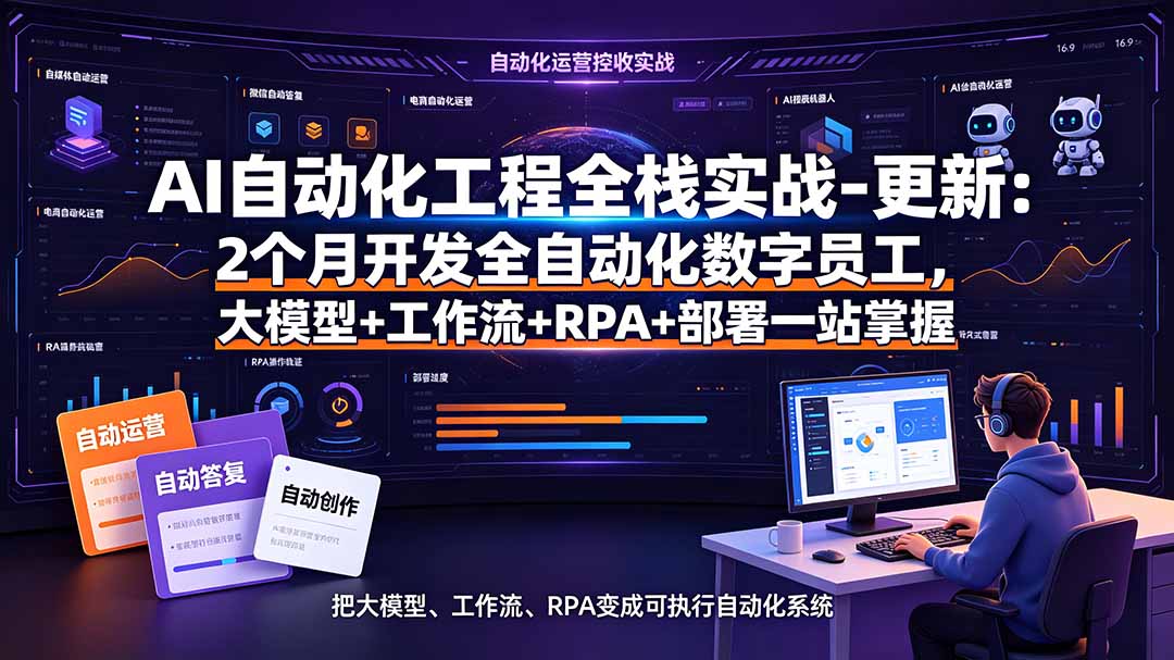 AI自动化工程全栈实战-更新:2个月开发全自动化数字员工,大模型+工作流+RPA+部署一站式掌握-资源社