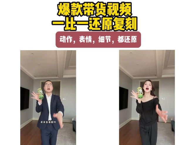AI带货视频复刻,一比一还原加二创,动作,表情,细节,都还原,新手也能直接套用-资源社