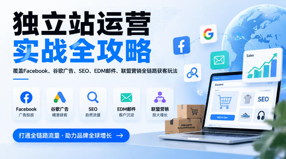 独立站运营实战全攻略,覆盖Facebook、谷歌广告、SEO、EDM邮件、联盟营销全链路获客玩法(更新2026)-资源社