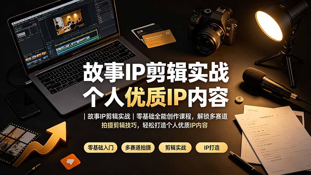 故事IP剪辑实战｜零基础全能创作课程，解锁多赛道拍摄剪辑技巧，轻松打造个人优质IP内容-资源社