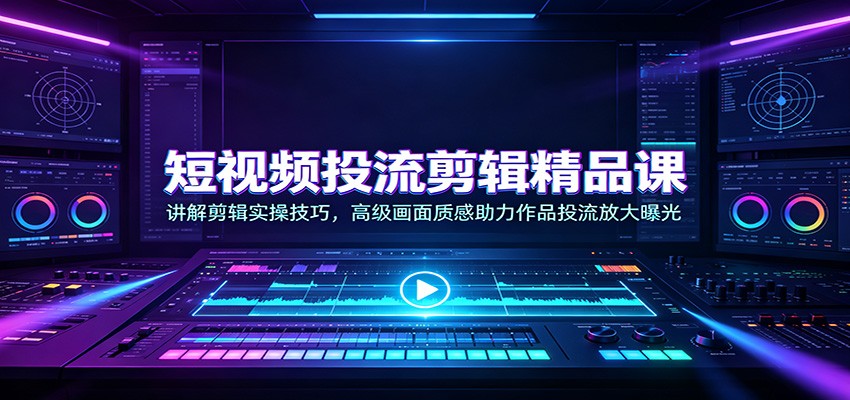 短视频投流剪辑精品课:讲解剪辑实操技巧,高级画面质感助力作品投流放大曝光-资源社