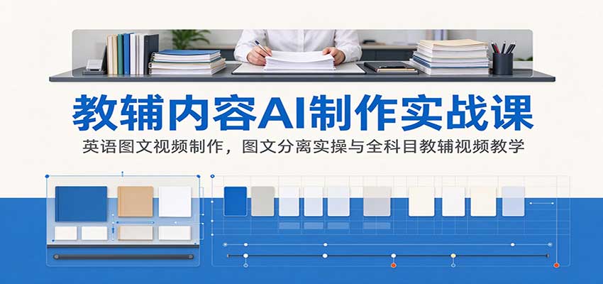 AI制作教辅内容实战课：英语图文视频制作，图文分离实操与全科目教辅视频教学-资源社