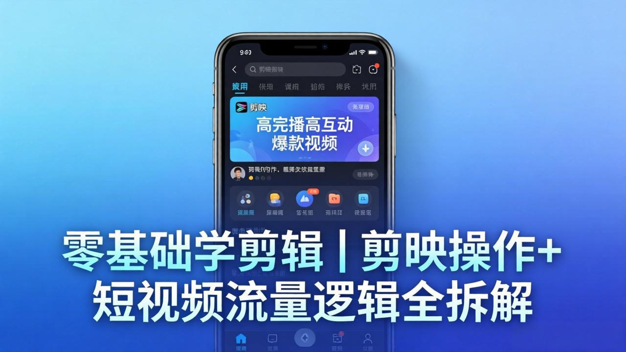 【零基础学剪辑】剪映操作+短视频流量逻辑全拆解｜手把手教你剪出高完播高互动爆款视频-资源社