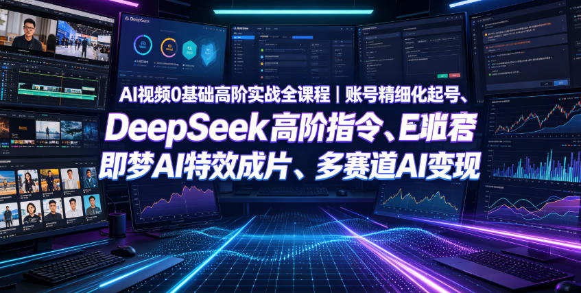 AI视频0基础高阶实战全课程｜账号精细化起号、DeepSeek高阶指令、即梦AI特效成片、多赛道AI短视频量产变现-资源社