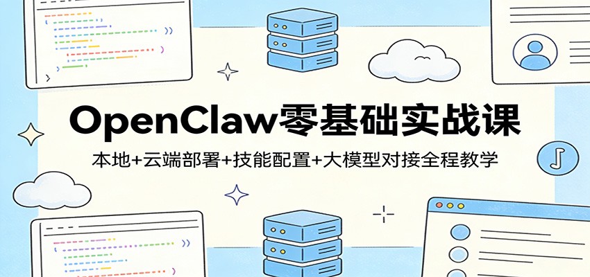 OpenClaw零基础实战课：本地+云端部署+技能配置+大模型对接全程教学-资源社