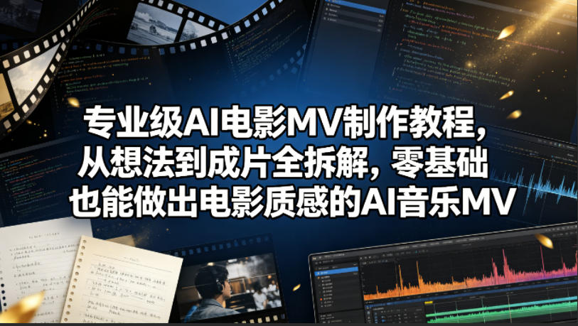 专业级AI电影MV制作教程，从想法到成片全拆解，零基础也能做出电影质感的AI音乐MV-资源社