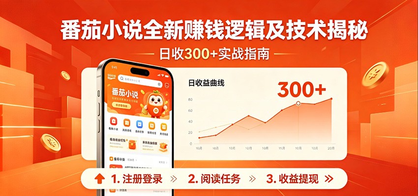 番茄小说全新赚钱逻辑及技术日收300+，小白新书皆可做！无脑赚就行了！-资源社