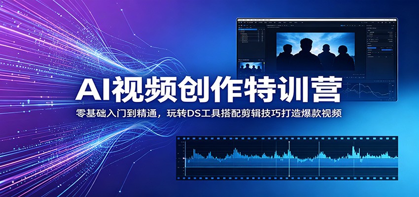 AI视频创作特训营：零基础入门到精通，玩转DS工具搭配剪辑技巧打造爆款视频-资源社