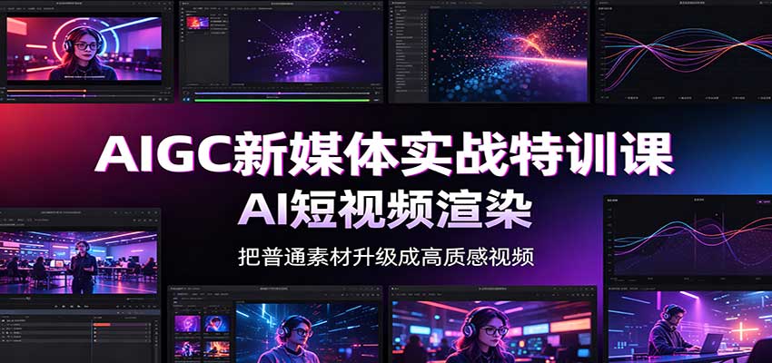 AIGC新媒体实战特训课：工具入门实操，AI短视频渲染，数字人商业视频制作-资源社