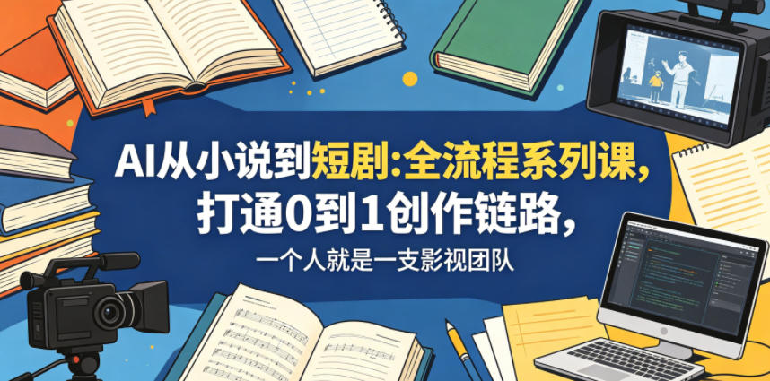 AI从小说到短剧全流程系列课,打通0到1创作链路,一个人就是一支影视团队-资源社